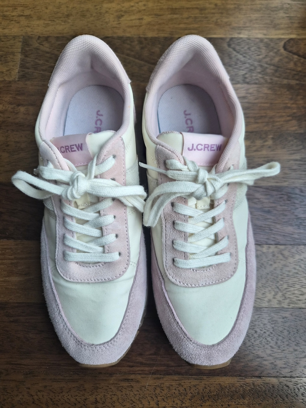J. Crew Women's Pink and White Retro Runner Sneakers